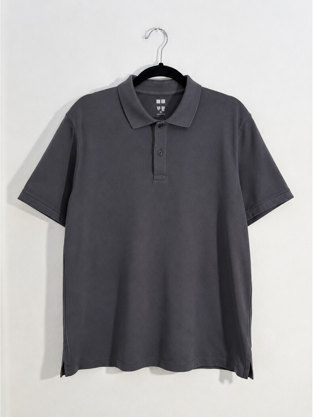 UNIQLO AIRism Cotton Pique Polo Shirt Men's XL Dark Gray Short Sleeve